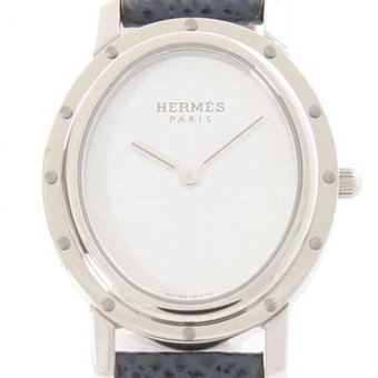 HERMES エルメス レプリカ クリッパー CO1.510.130/SRY オーバル レザー ブルー/ホワイト レディース